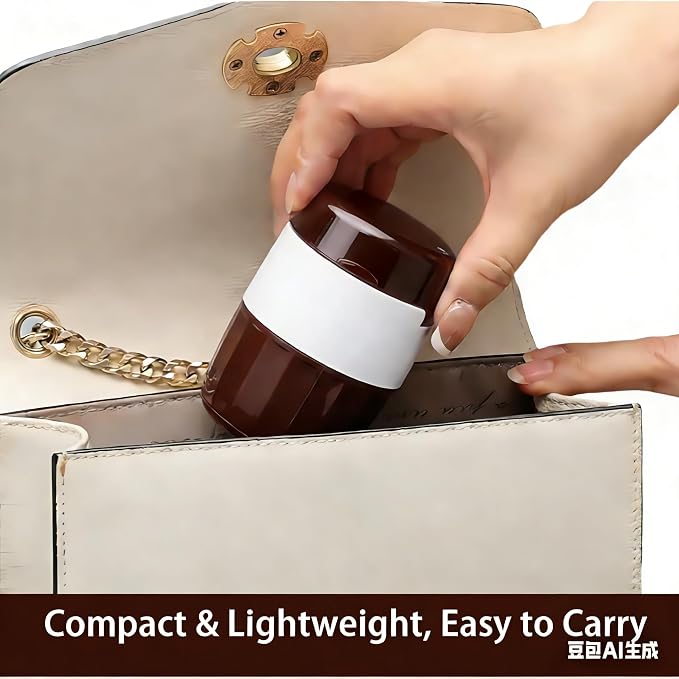 3-in-1 Pill Crusher and Cutter with Storage, BPA-Free Pill Grinder for Fine Powder, Stainless Steel Blade & Grinding Head, Portable Pill Splitter for Elderly, Pets, Travel (Brown)
