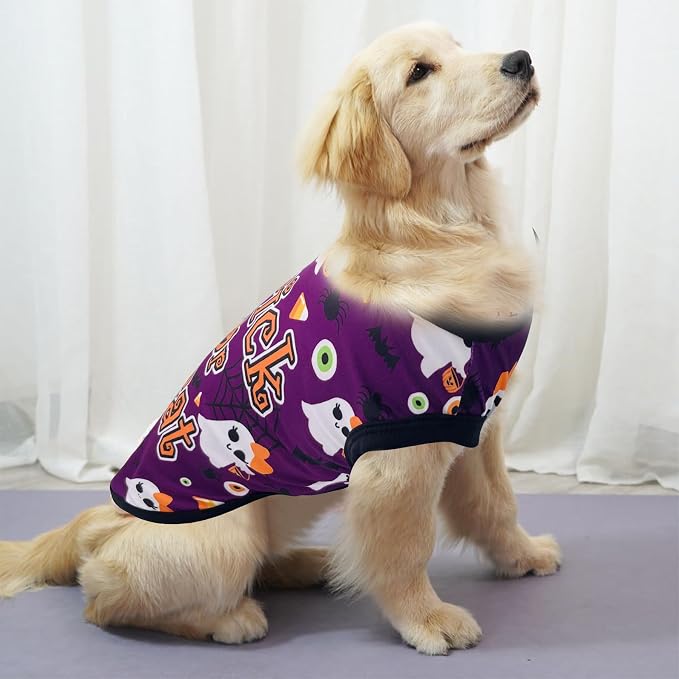 PET SHOW 4 Pack Halloween Dog Shirts for Extra Small Doggies Boy Girl | Breathable t-shirts for cats,polyester,sleeveless vest,holiday birthday puppy clothes tank top,XS