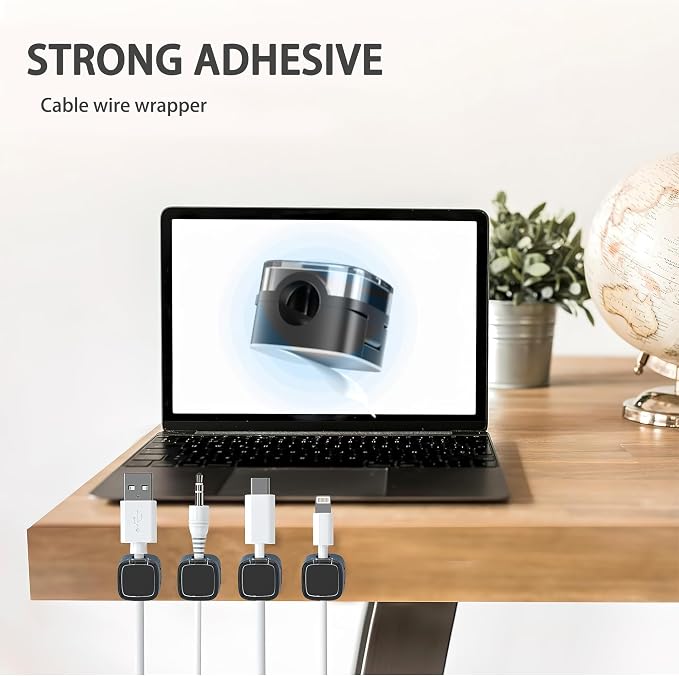6 Pack Magnetic Cord Organizer & Cable Clips - Adjustable Under Desk Cable Management, Adhesive Wire Holder for Home, Office, Phone, Car, Wall, and Nightstand (Orange)