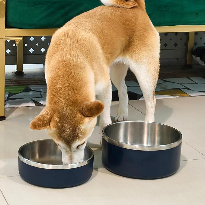LIANLAI Stainless Steel Dog Bowls, Rust-Resistant Pet Bowls, Non Slip Dog Water Bowl, Versatile Feeding Bowls (Blue,40 oz)