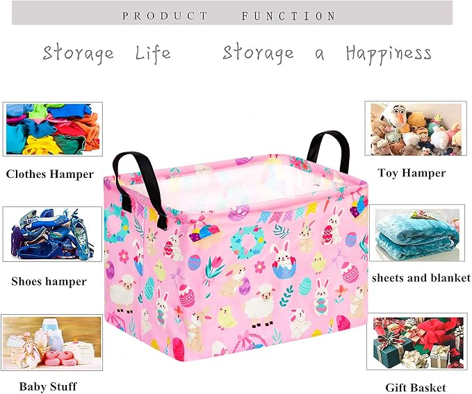 Gift Toy Storage Basket for Girls and Boys, Storage Organizer for Nursery Hamper Home Bedroom Laundry Hamper Shelf Easter Baskets