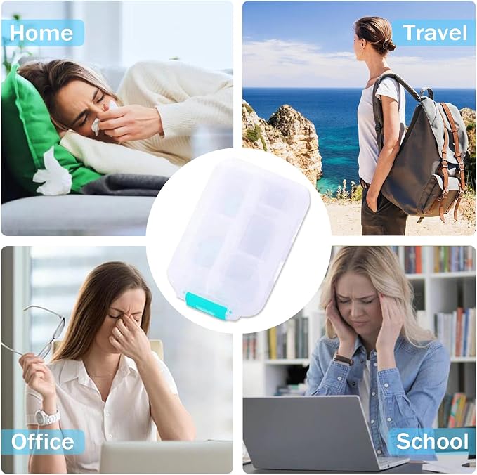 2PCS 7-Day Pill Organizer with Labels – Travel Pill Case, Daily Medication Organizer | Compact & Secure | Fits in Pocket/Purse (3.7” x 2.4”)