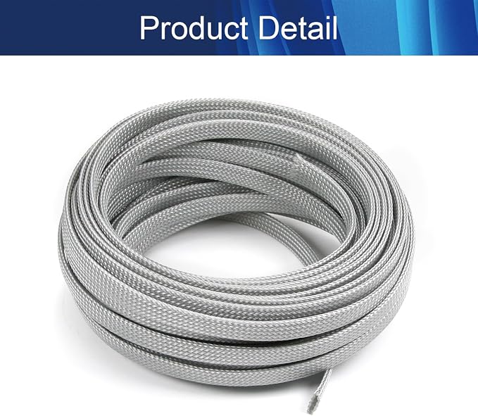 Jutagoss PET Expandable Braided Cable Sleeve, 32.8ft - 5/16 inch Gray Cable Management Sleeve, Wire Loom Tube Cord Protector for USB Cable, Power Cord, Audio Video and More, 1Pc