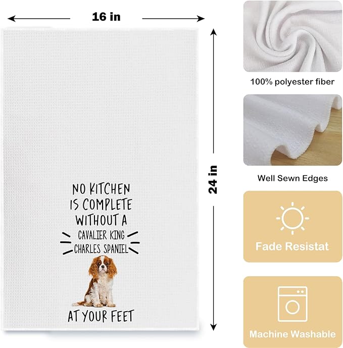 Cavalier King Charles Spaniel Gifts Kitchen Towels, Cavalier King Charles Spaniel Dish Tea Towels, Dog Mom Gifts Hand Towels for Kitchen Decor, Dog Lover Gifts, 16x24 Inch