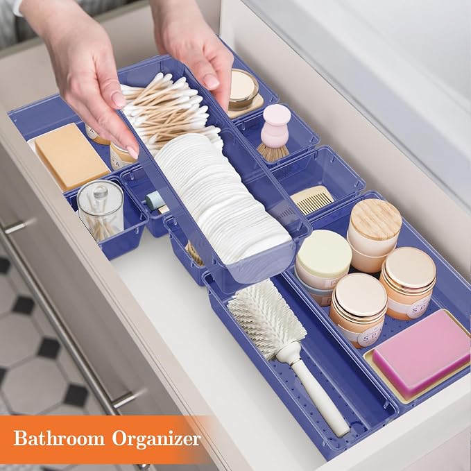 SpaceHacks 25 PCS Plastic Drawer Organizer, 4-Size Versatile Organizer Trays & storage Bins