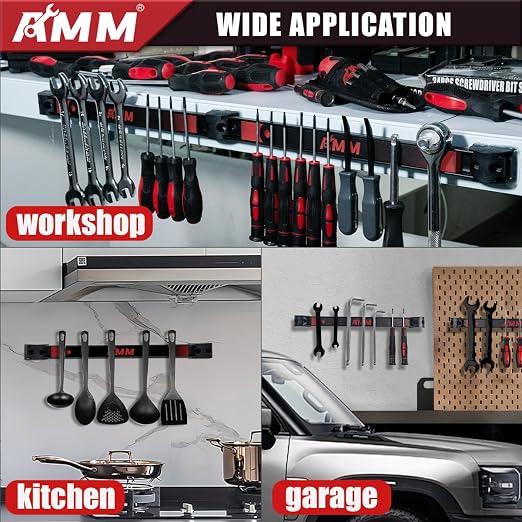 AMM 8PCS Magnetic Tool Holder Strip, 12" Heavy Duty Tool Organizer Magnetic Strip with Mounting Screws, Tool Magnet Bar for Tool Storage, Garage Organization