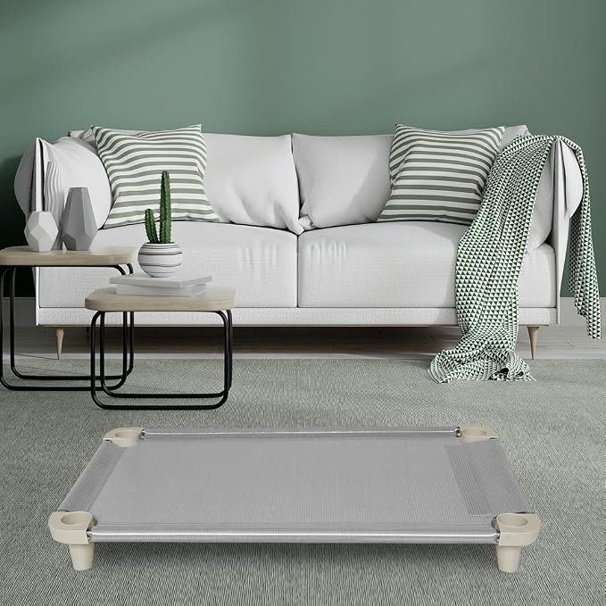 Acrimet Cooling Elevated Pet Dog Bed, Washable and Breathable Mesh Cot, Stainless Steel Frame, Indoor & Outdoor Use, fits Dogs up to 110 lbs (Size: 40” x 24”), Gray, 1 Unit