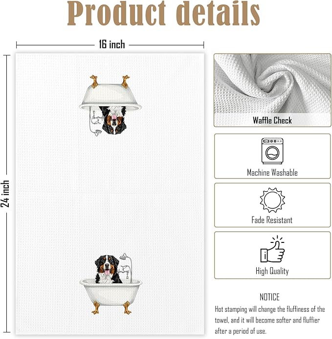 Bernese Mountain Bathroom Decor Gifts Hand Towels, Bernese Mountain Dog Bathroom Hand Towels Decorative Set of 3, Dog Gifts for Women,Home & Kitchen