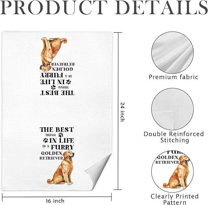 Golden Retriever Kitchen Towels 16x24 Inch, Golden Retriever Gifts for Women, Dog Hand Towel Decorative for Dish Tea Towel Drying Cloth