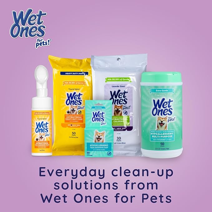 Wet Ones for Pets Antibacterial Calming Dog Wipes with Chamomile and Lavender Scent - Kills 99.99% of Germs, Durable Disposable Paw Wipes for Pets, 30 Count