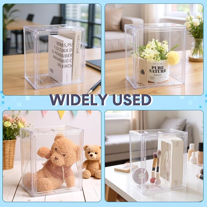 Leinuosen Clear Display Case with Magnetic Lid, Stackable for Toys