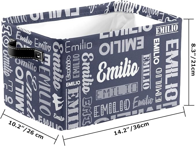 Personalized Toy Box Storage Bins for Boys Girls with Name, Kids Custom Storage Basket Cubes Organizer with Handles, Shelf Closet Storage Baskets Bin Customized Gift, 1 Pack