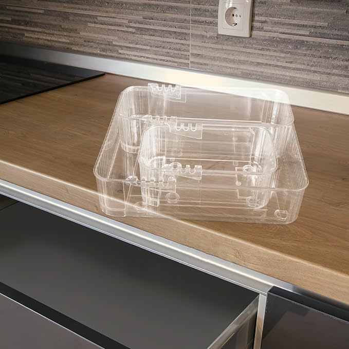 BESPORTBLE 3pcs Clear Drawer Organizer Trays Pet Storage Dividers for Kitchen Office Desk Transparent Storage Bins for Efficient Cabinet Drawer Organization