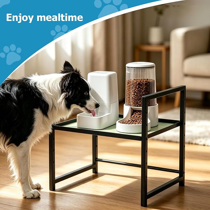 Elevated Dog Bowl Stand Raised Feeding Station 14.56" H Adjuastable | Dog Food Tray for Large Breed Dogs & Cat,No Bowl Included,6 Adjuastable Height