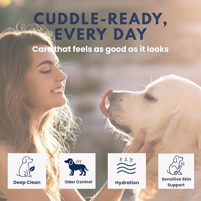 All-in-One Dog Shampoo & Conditioner, 16 oz โ Oatmeal & Coconut Formula for Dry & Sensitive Skin, Gentle Cleansing, No Harsh Chemicals or Parabens, Light Fresh Scent, Made in USA
