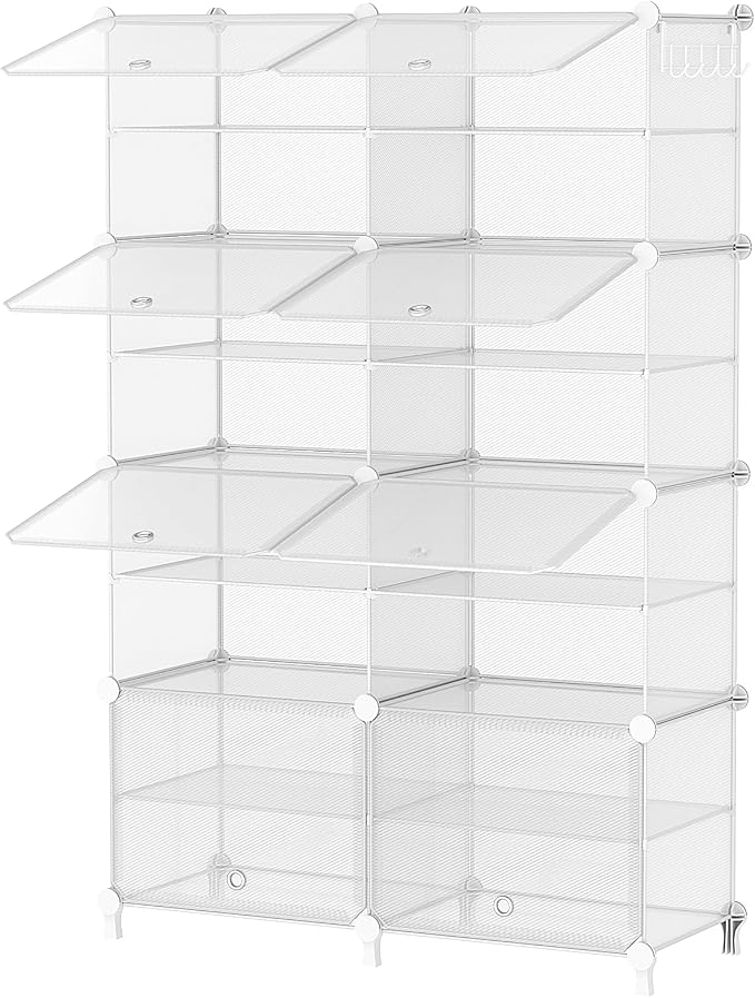 AWTATOS 8 Tiers Shoe Rack Organizer, 32 Pair Shoe Storage Cabinet, Clear | DIY Stackbale Plastic Shoe Organizer Shelves for Closet Entryway Hallway Bedroom