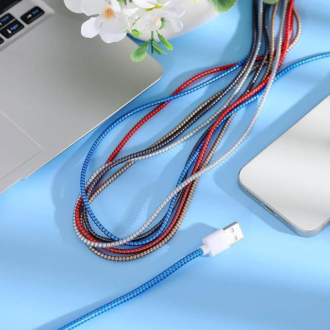 Friends 10 Pcs Cord Protectors from Pets No Chew 43.3'',Cool Colors | Spiral Cable Protector, Phone Charger Cover, Data Cable Protective Sleeve Chew Proof, USB Wire Cover Stylish, Cat Dog Rabbit