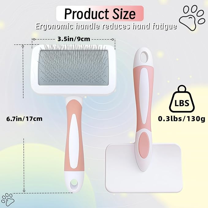 2pcs Slicker Brush for Dogs & Pet Comb Set, Professional Dog Grooming Brush for Goldendoodles, Poodles, Labradoodles, Dog Brush with Extra Long Pins to Effectively Remove Tangles, Knots and Mats
