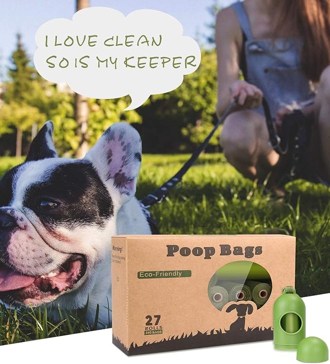 Dog Poop Bags Rolls with Dispenser - Leak Proof - 540 Count Unscented | Strong Large 9x13 inch Waste Refill Bags for Daily Dog Walks, Cat Litter Cleanup Outdoor Travel and Multi-Pet Households