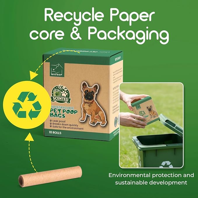 ATIFBOP Biodegradable Dog Poop Bags 150 Count 10 Rolls with Dispenser, Thicken and Leak Proof Poop Bag Holders for Leashes(Scented) | Strong & Extra Thick 9×13 Inch Refill Bags for Dog Walks, Cat Litter Cleanup, Baby Diaper Disposal & Everyday Carry