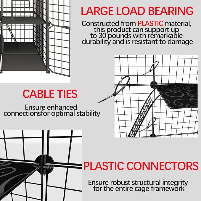 Indoor Cat Cage Enclosure DIY,Cat Playpen Catio Thick Metal Wire Kennels for 1-3 Cats Kitten Cage Detachable Patio Cat Crate (White, 41" L x 28" W x 55" H)