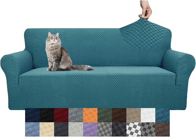 YEMYHOM Couch Cover Latest Jacquard Design High Stretch Extra Large Sofa Covers Pet Dog Cat Proof Oversized Slipcover Non Slip Magic Elastic Furniture Protector (XL Sofa, Teal)