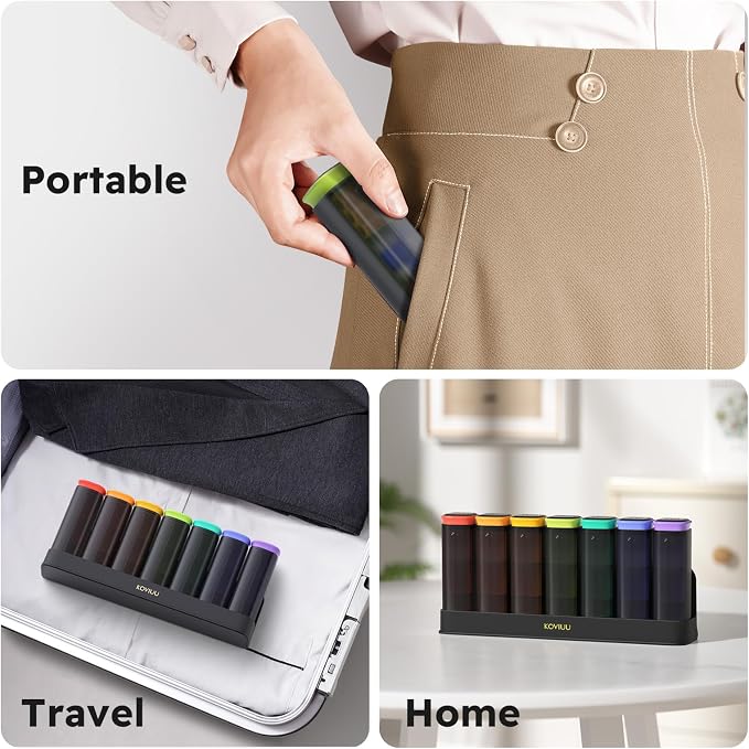 KOVIUU Weekly Pill Organizer 3X a Day, Large Daily 7-Day Pill Box, Black | Detachable Pill Case with 3 Compartments | Travel Pill Container Holder for Vitamins, Supplements, Medications | BPA-Free