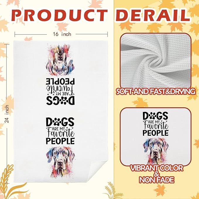 SPBL&L Great Dane Dog Kitchen Towels Set of 4, Great Dane Gifts for Women, Great Dane Decor Tea Dish Towels for Kitchen, Great Dane Decorative Hand Towels for Bathroom, 16x24 Inches