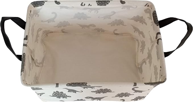 Baby Storage Basket Nursery Box Laundry Hamper Organization Bins for Toys and Clothes with Handles (Grey Dinosaur)