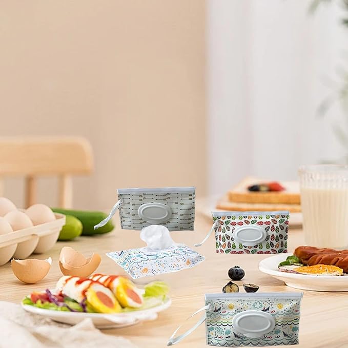 3 Pack Baby Wipes Dispenser,Reusable Portable Wipe Holder,Travel Wipes Pouch Baby Wipes Containe,Wet Wipe Bag for Baby or Personal