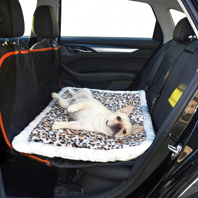 Backseat Dog Bed Mat, Dog Mat for Car Backseat Extender, 24.8'' x 54'' Non-Slip Travel Pet Blanket for Back Seat, Washable, Soft & Scratch-Proof, Universal Fit for Car, SUV, Truck, 2'' Thick