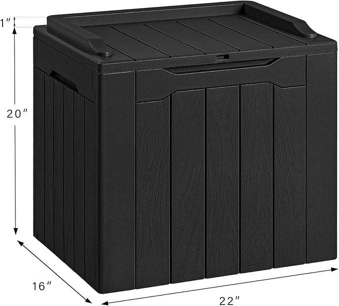 Devoko 30 Gallon Resin Deck Box Waterproof Outdoor Storage Box for Patio Furniture Pool Accessories Indoor Storage for Cushion Garden Tools (30 Gallon, Black)