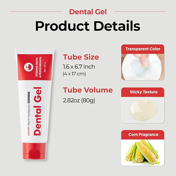 JAYU PET Dental Gel - Dog Cat Toothpaste, Removing Plaque and Tartar, Teeth Cleaning & Breath Freshener, Puppy Kitten Dental Care with Vet Approved (2.82oz. 80g)
