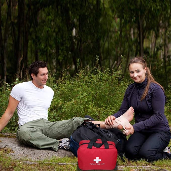 Nylon First Aid Empty Kit,Compact Waterproof and Lightweight First Aid Bag with Zippered for Emergency at Home, Office, Car, Outdoors, Boat, Camping, Hiking(Bag Only)