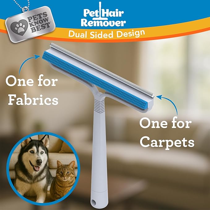 Pets Know Best Pet Hair Remover Cleaning Tool | Dual-Sided Multi-Purpose Carpet Scraper and Rug Rake for Fur Removal in Homes, Car Interiors & on Fabrics, Dogs, Cats, Pets & Animals | As Seen on TV