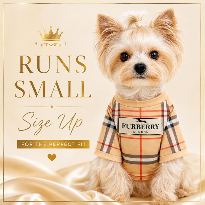 Luxury Designer Dog T Shirt – Trendy Puppy Clothes for Small Dogs, Fashion Pet Tee for French Bulldogs & Chihuahuas, Everything Chic Dog Apparel (ChewyPawttonTee, Medium)