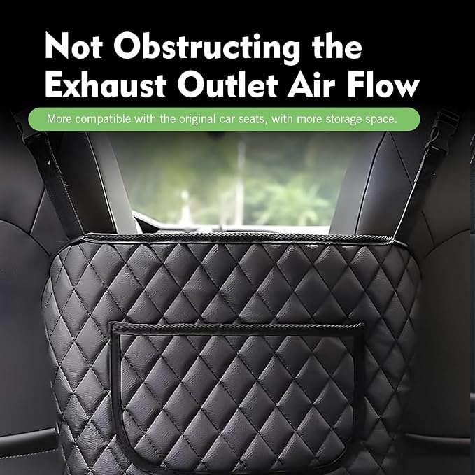 Car Purse Holder Between Seats, Large Capacity Hanging Between Seat Car Organizer with Front Pocket, Multi-functional Auto Storage Bag, Universal Interior Backseat Barrier (Black #A)