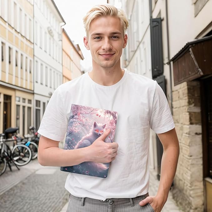for Samsung Galaxy Tab S10 Plus 2024/S9 Plus/S9 FE Plus 5G 2023 12.4 Inch Tablet Protective Cover with Adjustable Stand and Magnetic Auto Wake/Sleep,White Fox Cherry Blossom