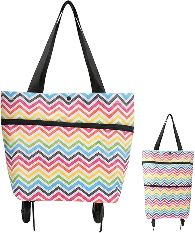 2-in-1 Folding Shopping Cart with Wheels Heavy Duty Hand Truck | Grocery Bag with Wheels for Market Travel Apartment Commuting Cabinet Picnic Camping Car Truck Laundry Pet Storage