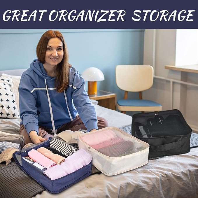 Silkfly 8 Pcs XL Packing Cube for Travel Luggage,Simple,Multicolor | 17.7 x 13 x 4.7, Same Size, Mix Color Suitcase Storage Organizer Set, Reusable Mesh Clothes Cube for Hiking Camp Family