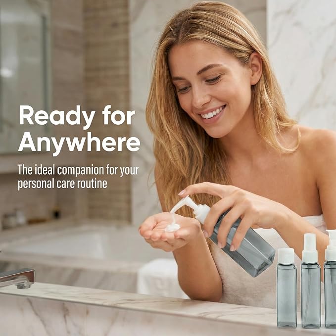 4 in 1 Travel Dispenser Bottle Refillable 4 in 1 Travel Dispenser 60ml Travel Bottles Leakproof Travel Size Containers for Toiletries Shampoo Lotion Blue