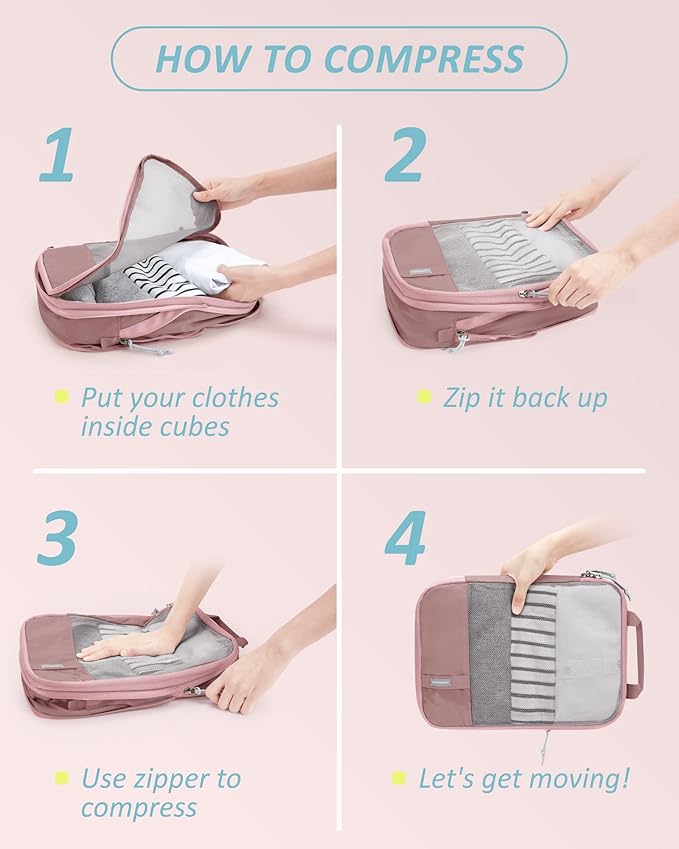 BAGSMART Compression Packing Cubes for Travel Essentials | 14 Set /6 Set /4 Set/2 Set, Lightweight, Durable