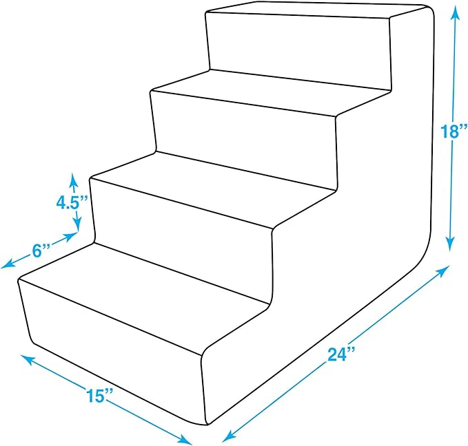 Best Pet Supplies Dog Stairs & Steps - Foam Steps for Small Dogs & Cats, Non-Slip Indoor Balanced Pet Step Support, Dog Ramp, No Assembly, Brown Linen, 4-Step (18-inch Height)