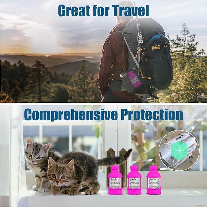 3 Pack Insulin Vial Bottle Protector Sleeve for Diabetic, Silicone Protective Case to Protect Insulin Vial from Breaking, Suitable for 10ml Short Insulin Vials (Pink)