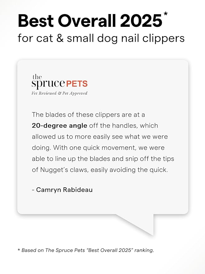 Pet Nail Clippers for Indoor Cats & Small Animals - Precision Angled Blades & Steady Grip - Ideal for Kittens Tiny Dogs Rabbits Birds - Nail Trimmer & Claw Scissors for Home Grooming - eBook Guide