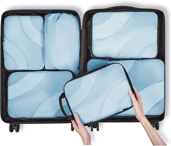 BAGSMART Compression Packing Cubes for Travel | Lightweight suitcase organizers bag set, space-saving double zipper expansion for carry-on luggage & travel organization