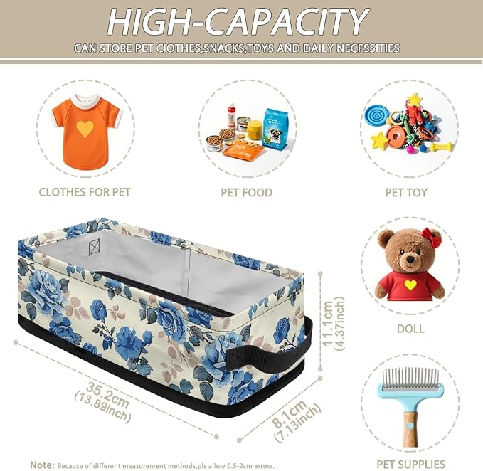Rose Floral Bathroom Basket with Handle, Back of Toilet Paper Basket Decorative Shelf Bins for Toilet Tank Top Countertop, Bathroom Storage Basket Bathroom Accessories
