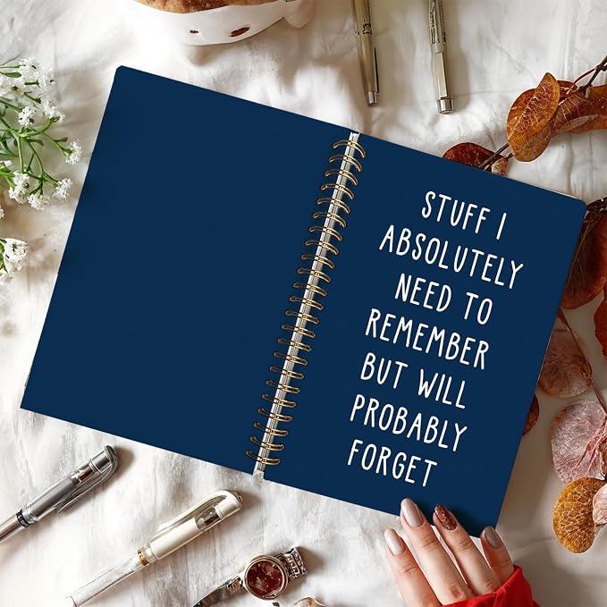 LIANGW Funny Navy Blue Notebooks for Work, Coworker Office Gifts for Women | Funny Work Gifts for Coworkers & Boss, Fun Spiral Notebooks Journals for Writing, Funny Office Supplies 5.5x8.3 Inch