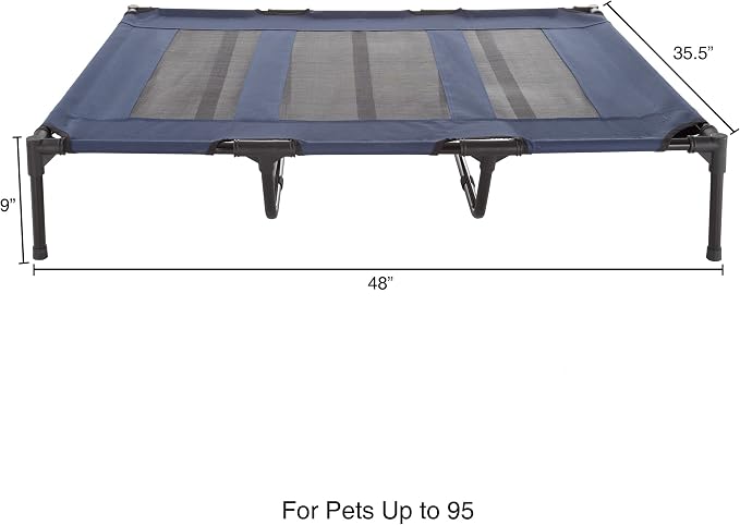Elevated Dog Bed - 48x35.5-Inch Portable Pet Bed with Non-Slip Feet - Indoor/Outdoor Dog Cot or Puppy Bed for Pets up to 110lbs by PETMAKER (Blue)
