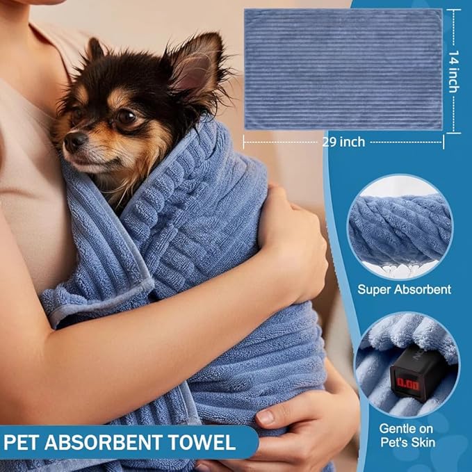 12PCS Dog Bath Kit & Dog Brush Kit - Professional Pet Grooming Tools Set for Dogs & Cats, Includes Shedding Brush, Bath Scrubber & Dematting Combs - Complete Dog Washing Essentials Blue
